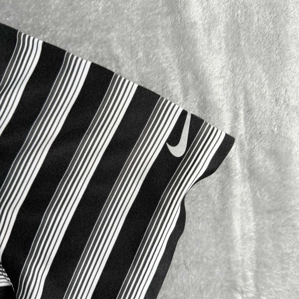 Nike Dri Fit Golf Polo Shirt Black White Stripe Short Sleeve Mens L - Picture 3 of 10